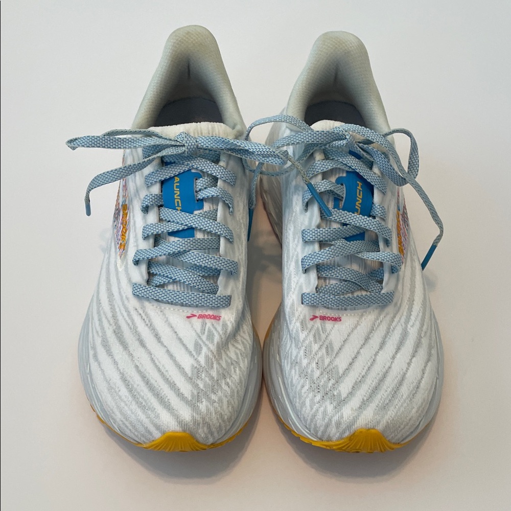 Brooks White and Pink Sneakers with Yellow Soles